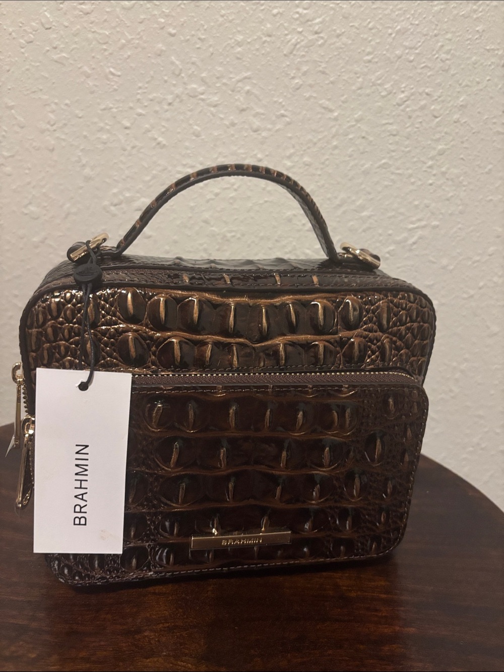Brahmin Bronze Croc-Embossed Top-Handle Mini Satchel - Picture 2 of 10